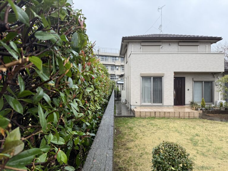 【さいたま市】お隣への気遣いもプロ品質｜雨の中でも美しく整えた生垣剪定｜施工事例